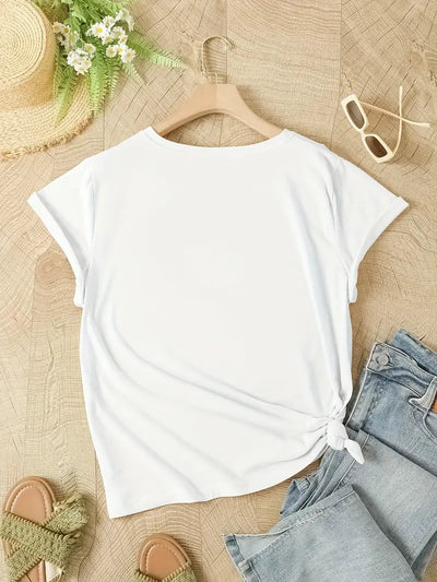 Weißes Damen T Shirt Mit Blumenmuster | Sommer