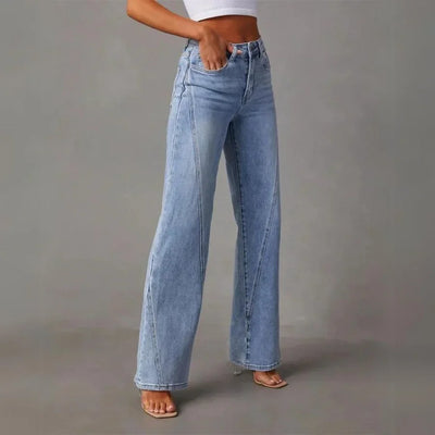 High-Waist Jeans in Wide-Leg Schnitt Hellblau