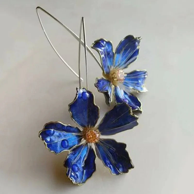 Blaue Vintage Blumenohrringe