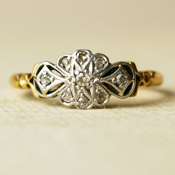Vintage Silber- und Goldmandala-Ring