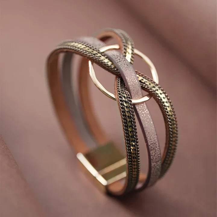 Knoten Leder Goldarmband