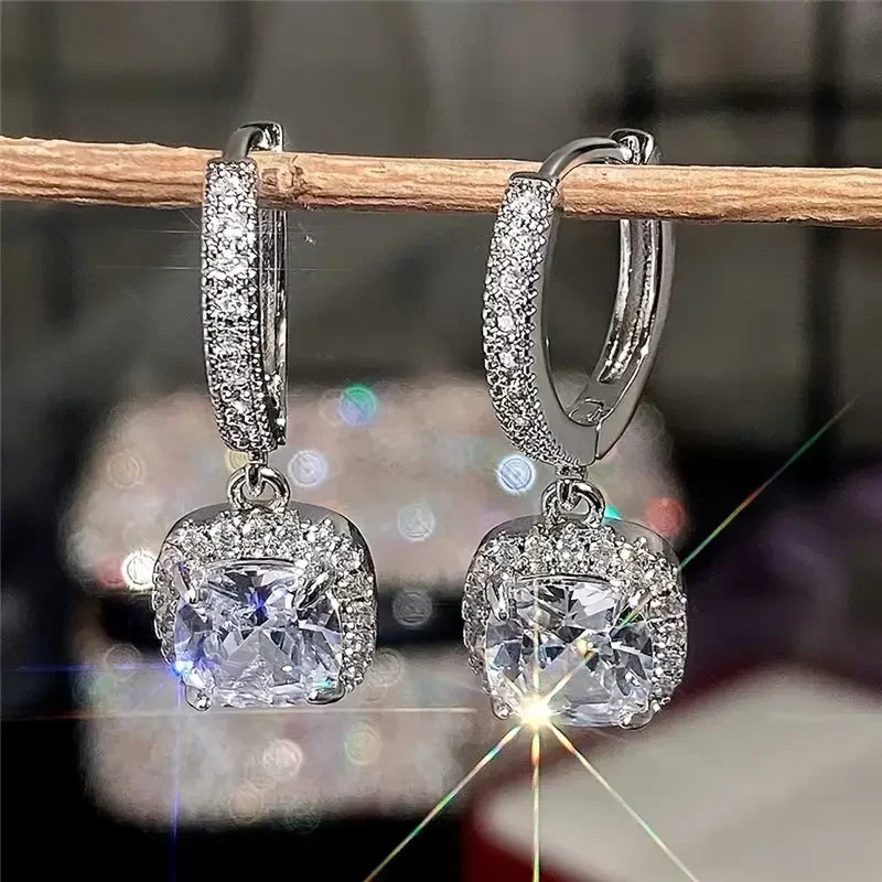 Vintage Cubic Zirkonia Silber Ohrringe