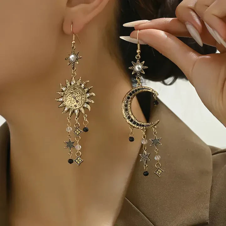Vintage baumelnden Sonne & Mond Ohrringe