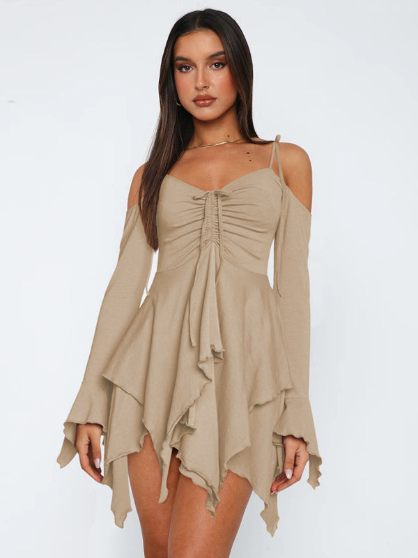 Schulterfreies Damen Sommerkleid Im Lagenlook | Mini