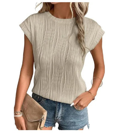 Strukturiertes Kurzarmoberteil für Damen | Ideal für entspannte Tage