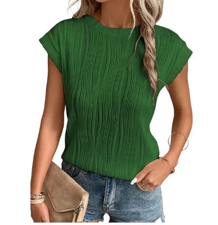 Strukturiertes Kurzarmoberteil für Damen | Ideal für entspannte Tage