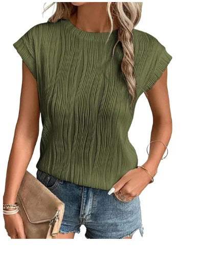 Strukturiertes Kurzarmoberteil für Damen | Ideal für entspannte Tage