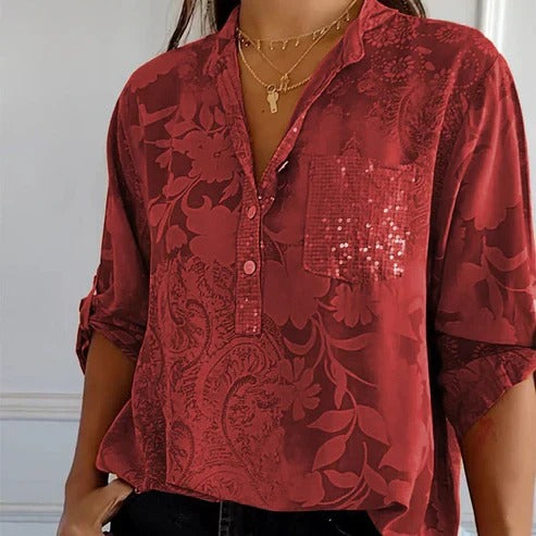 Langärmlige Bluse mit Blumenmuster für Damen | Ideal für den Sommer