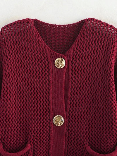 Übergroßer Strickjacke mit goldenen Knöpfen | Ideal für alle Jahreszeiten