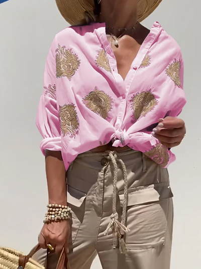 Rona - Puffärmelige Bluse mit einzigartigem Druck und stilvollem Design