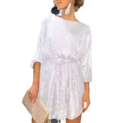 Carissima | Minikleid mit runder Ausschnitt und Perlenriemen