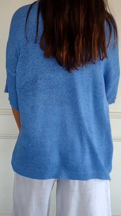 Unifarbenes stricktop mit v-ausschnitt
