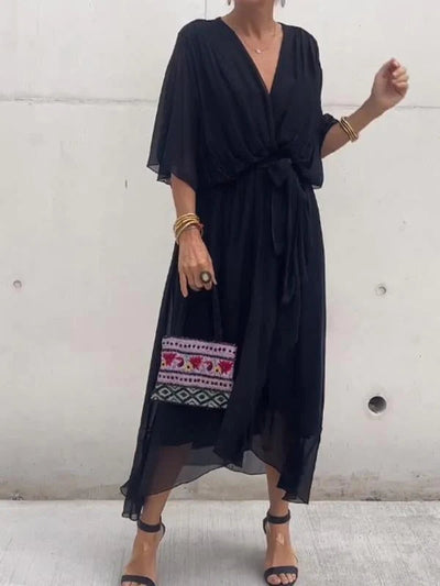 Elegantes damenkleid mit v-ausschnitt