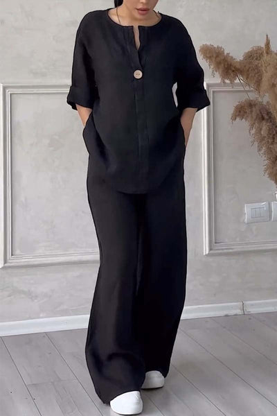 Langärmeliges Oberteil und Hosen-Set für Damen