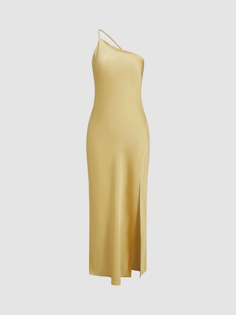 Langes Satinkleid mit Schlitz & offenem Rücken – Elegantes Abendkleid