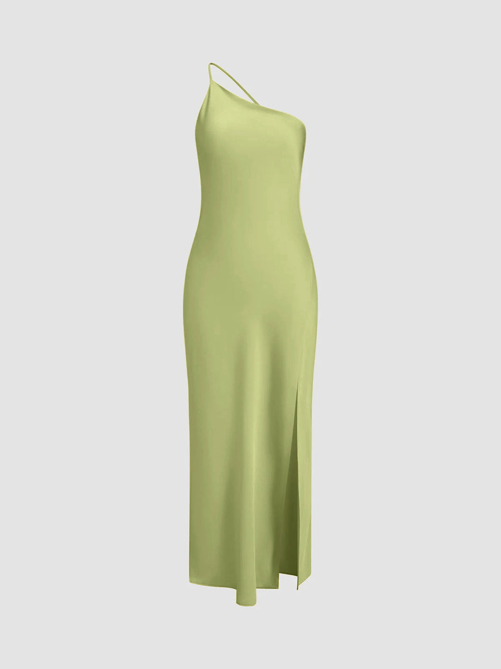 Langes Satinkleid mit Schlitz & offenem Rücken – Elegantes Abendkleid