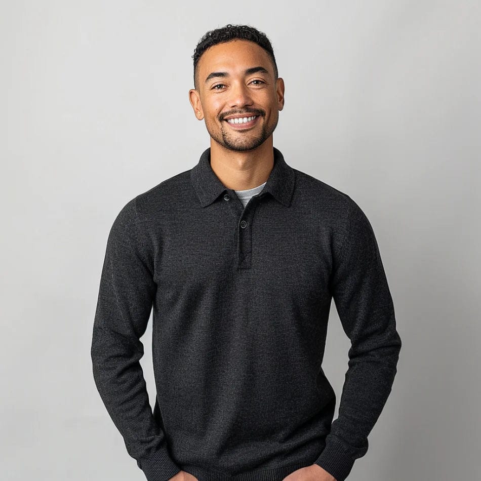 Langarm Polo Strickpullover