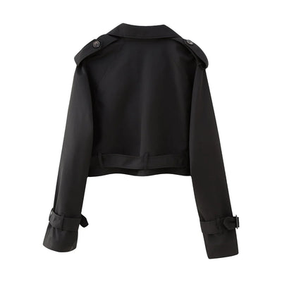 Kurzer Damen Trenchcoat mit Gürtel und verstellbaren Ärmeln