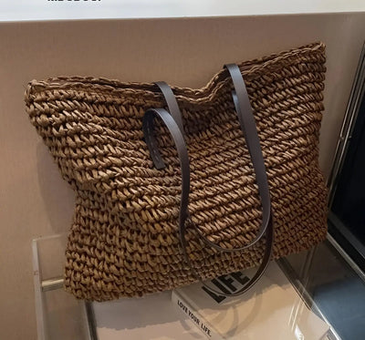 Boho Damentasche – Handgewebte Strandtasche mit Quasten & Details
