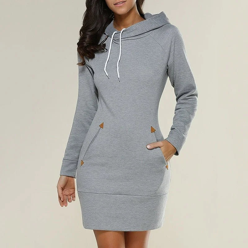 Lässiges Damen Hoodie-Kleid mit praktischen Taschen