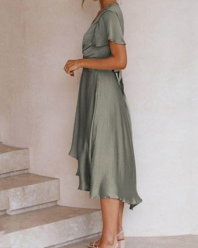 V-Ausschnitt Baumwollkleid für Damen