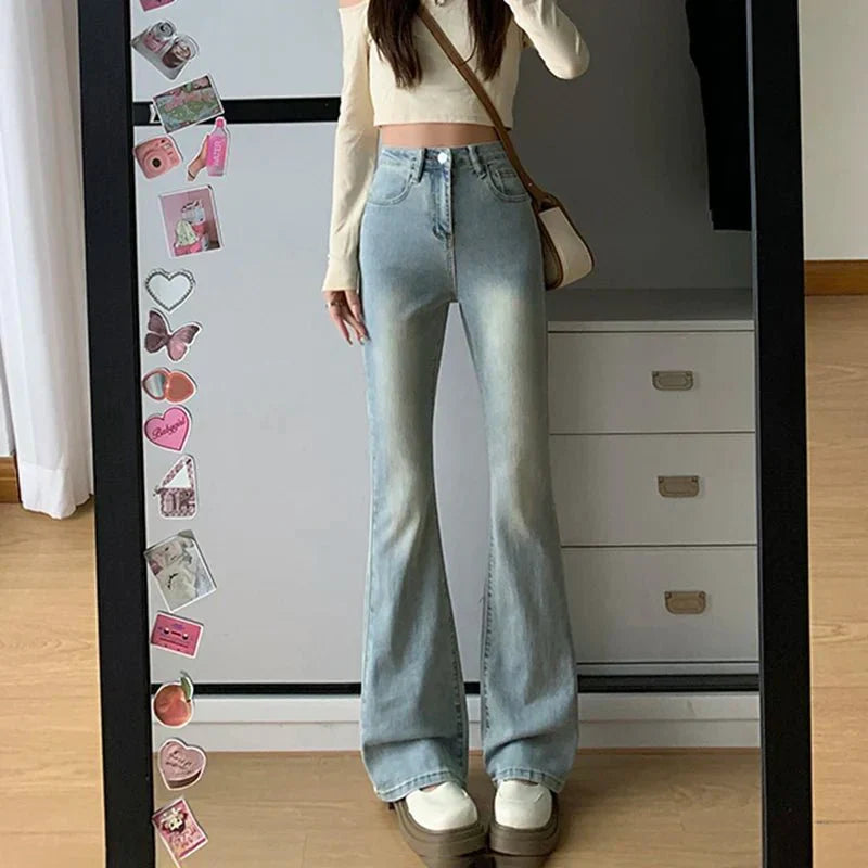 High-Waist-Jeans mit geradem Bein für Damen