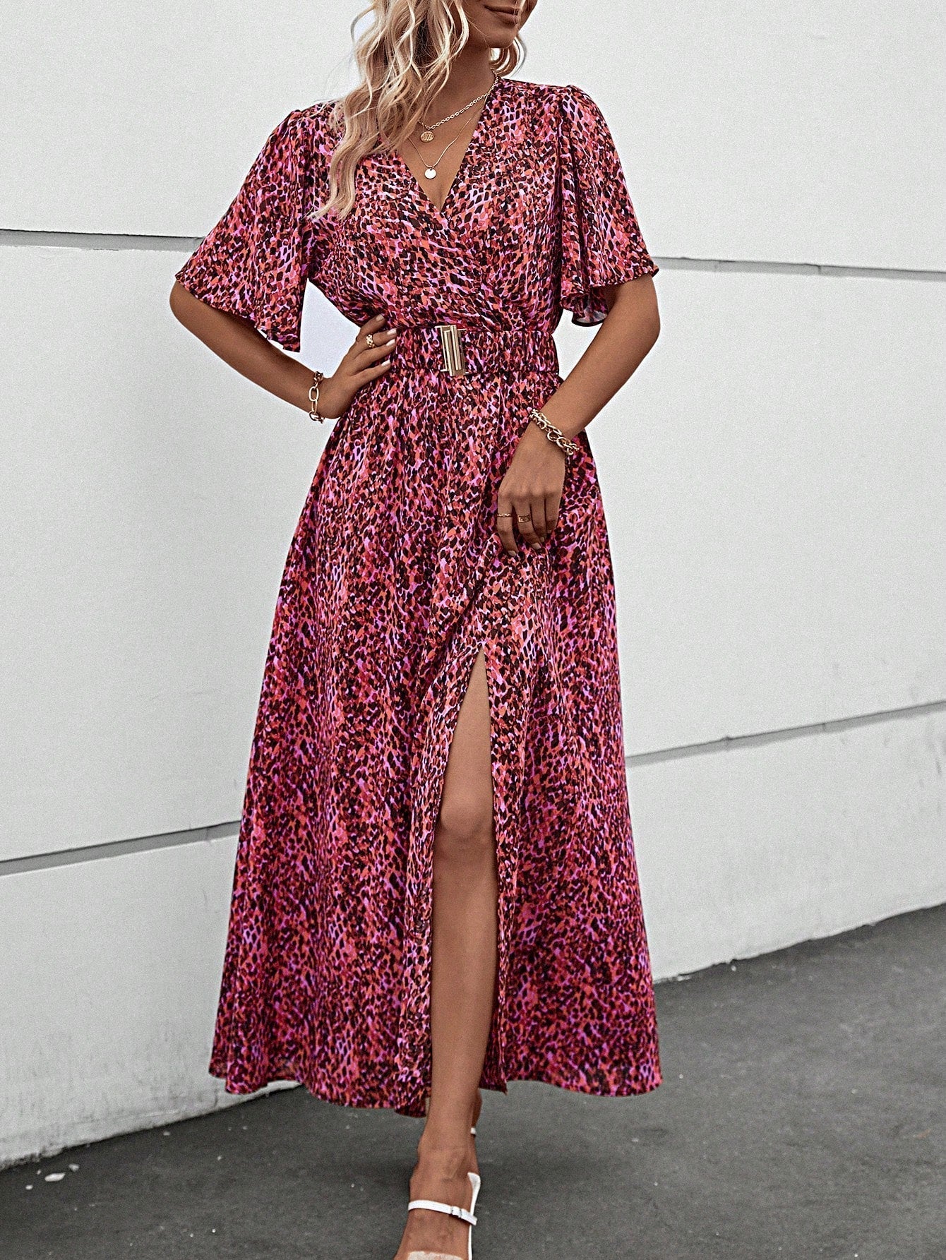 Attina Maxikleid mit Schmetterlingsärmeln