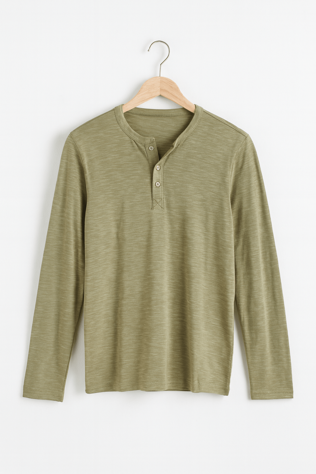 Klassisches Langarm Henley Shirt