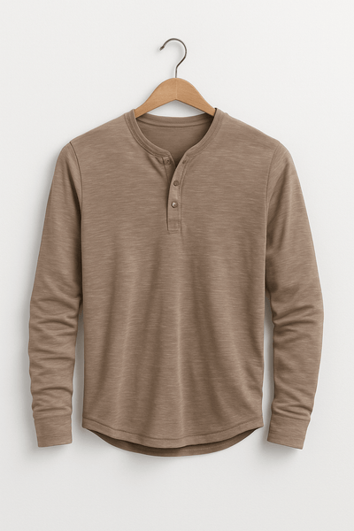 Klassisches Langarm Henley Shirt