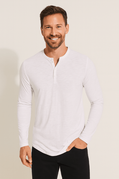 Knopfleisten Langarm Henley Shirt