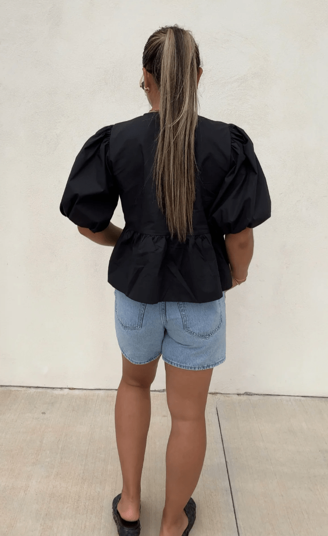 Harriett Schößchen-Bluse mit Krawattenverschluss