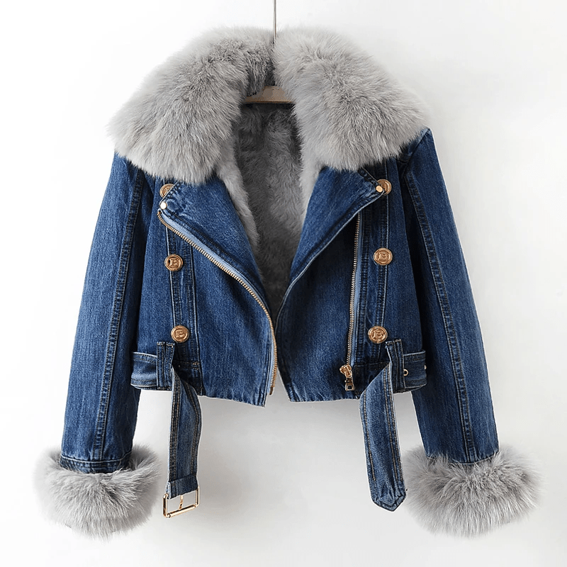 Liselotte Denim-Jacke mit Kunstpelz