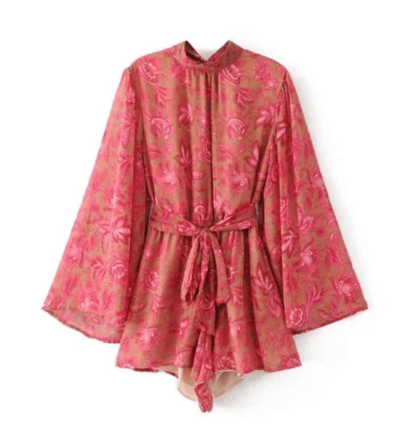 Priscilla - Florale Jumpshort - Rückenfreier Stil