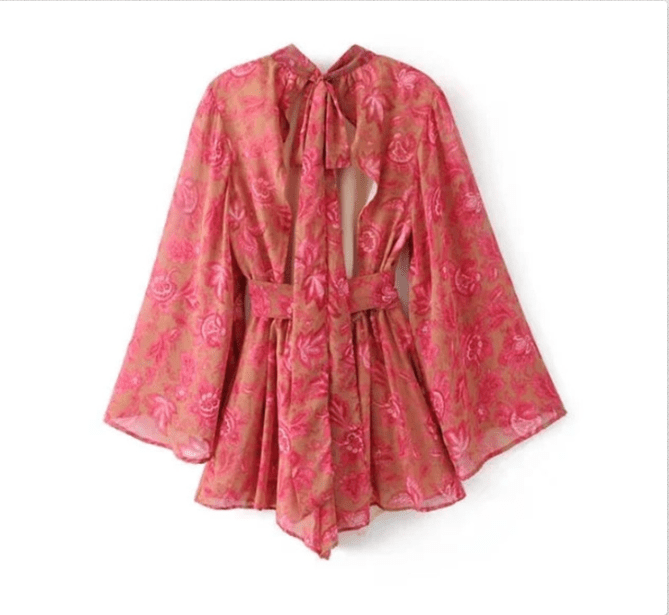 Priscilla - Florale Jumpshort - Rückenfreier Stil