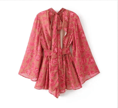 Priscilla - Florale Jumpshort - Rückenfreier Stil