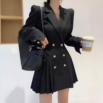 Benedetta | Elegantes Double-Button Faltenkleid