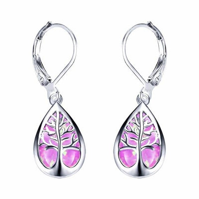 Silber-Ohrringe „Lebensbaum“ mit Opal