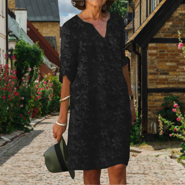 Damen Sommer-Mini-Kleid mit V-Ausschnitt und Blumenmuster