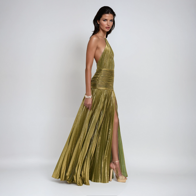 NEFIRA  | Langes metallisiertes Kleid