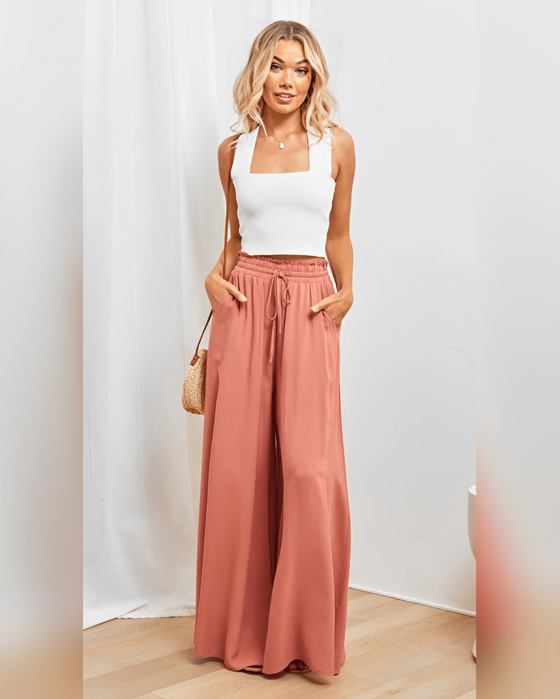 Weit Geschnittene Hose mit Hoher Taille für Damen
