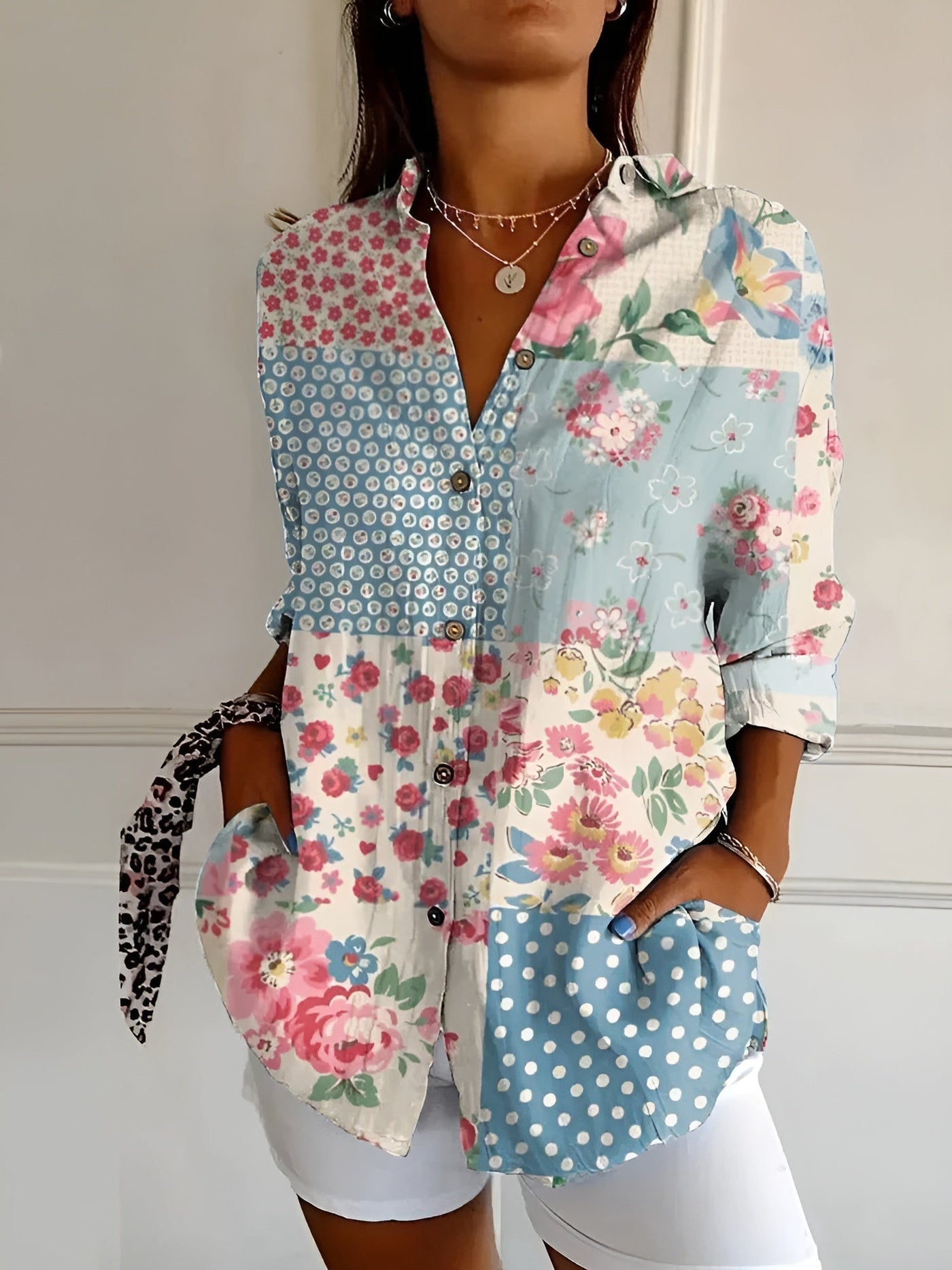 Damen Langarm Button-Down Hemd – Klassisch & Elegant