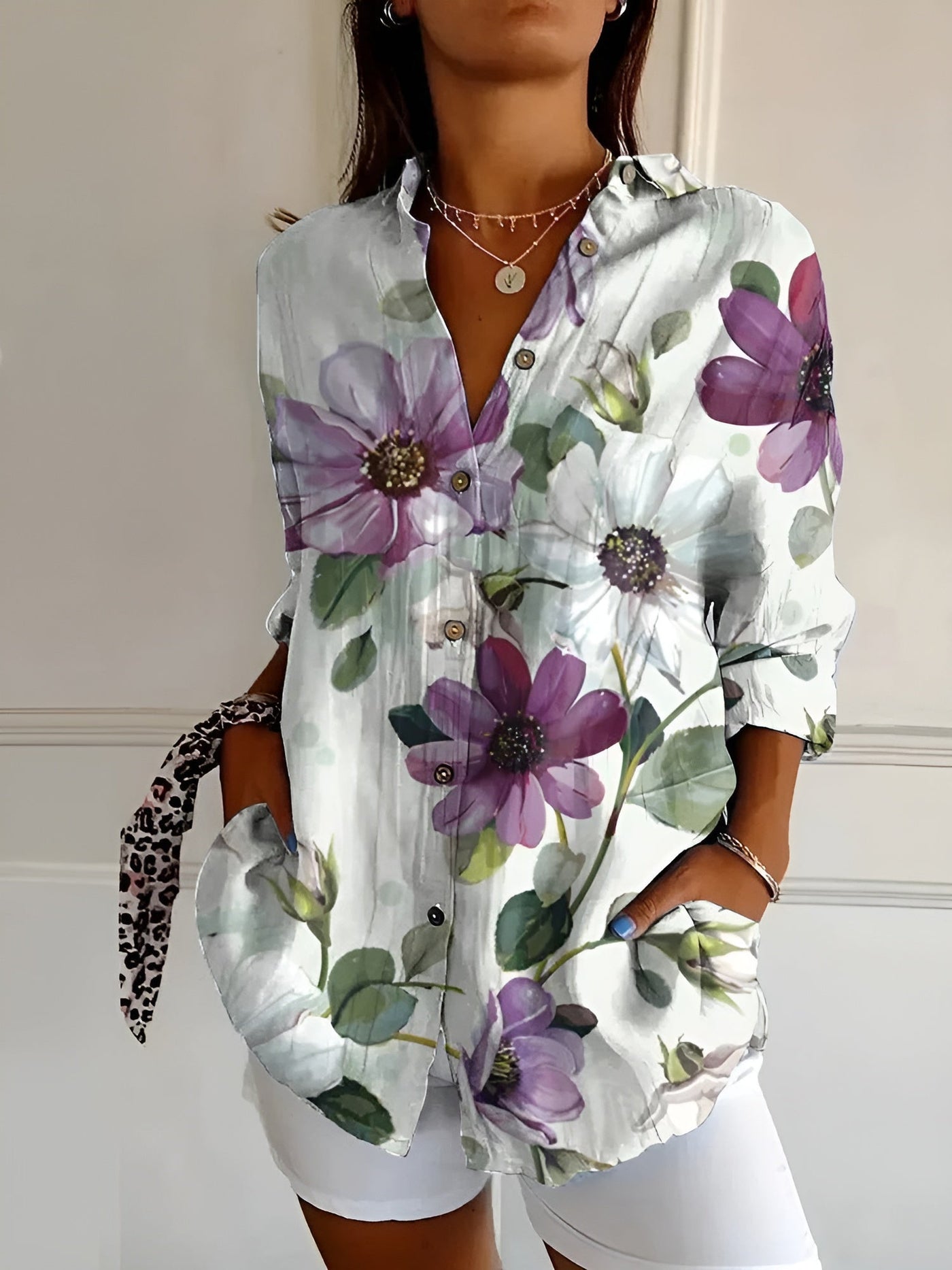 Damen Langarm Button-Down Hemd – Klassisch & Elegant