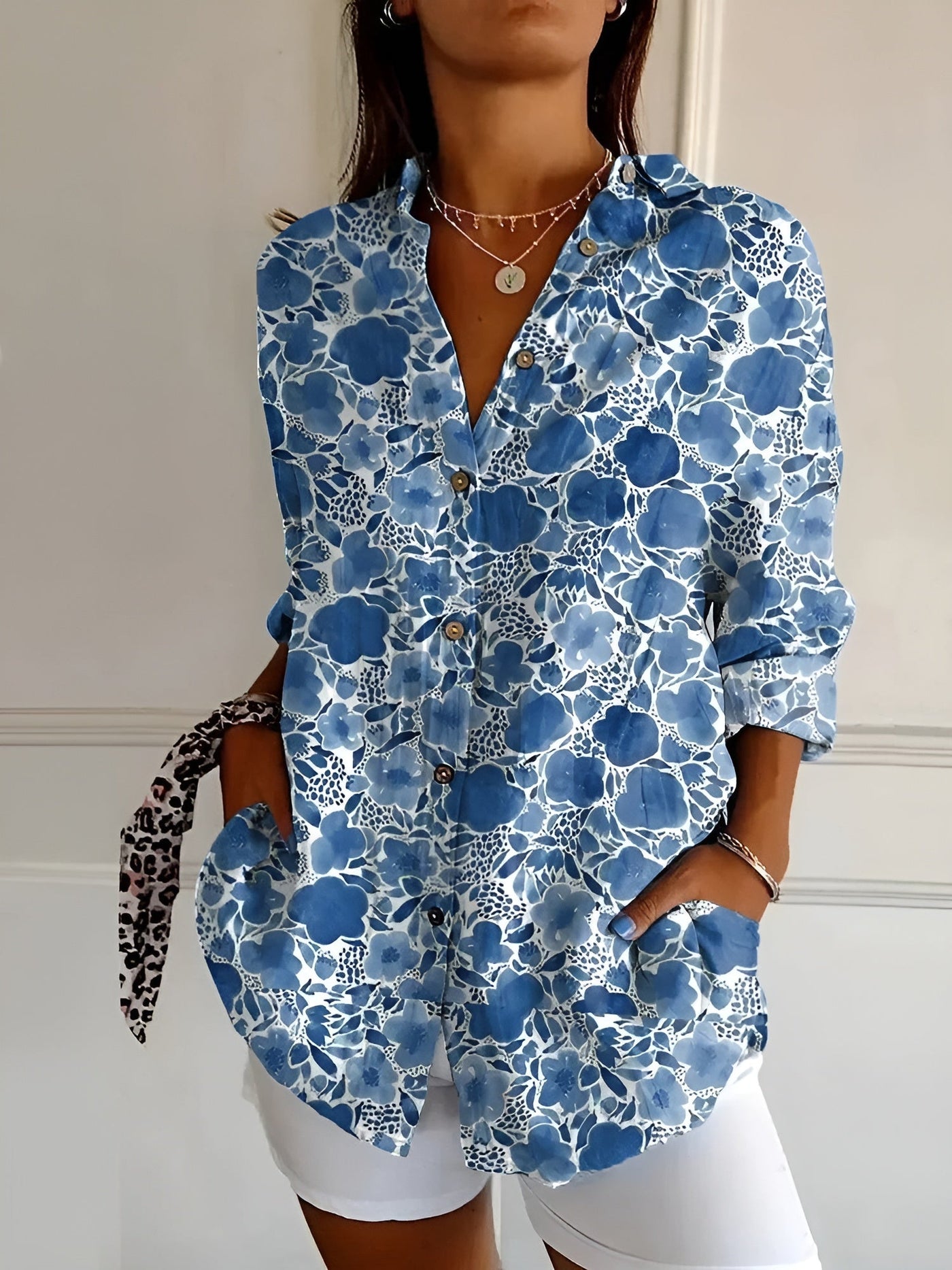 Damen Langarm Button-Down Hemd – Klassisch & Elegant