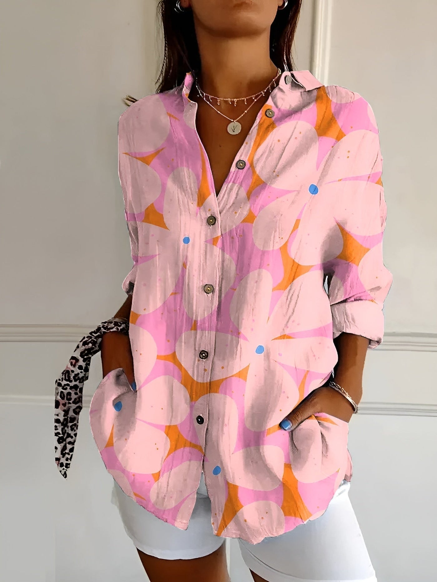 Damen Langarm Button-Down Hemd – Klassisch & Elegant