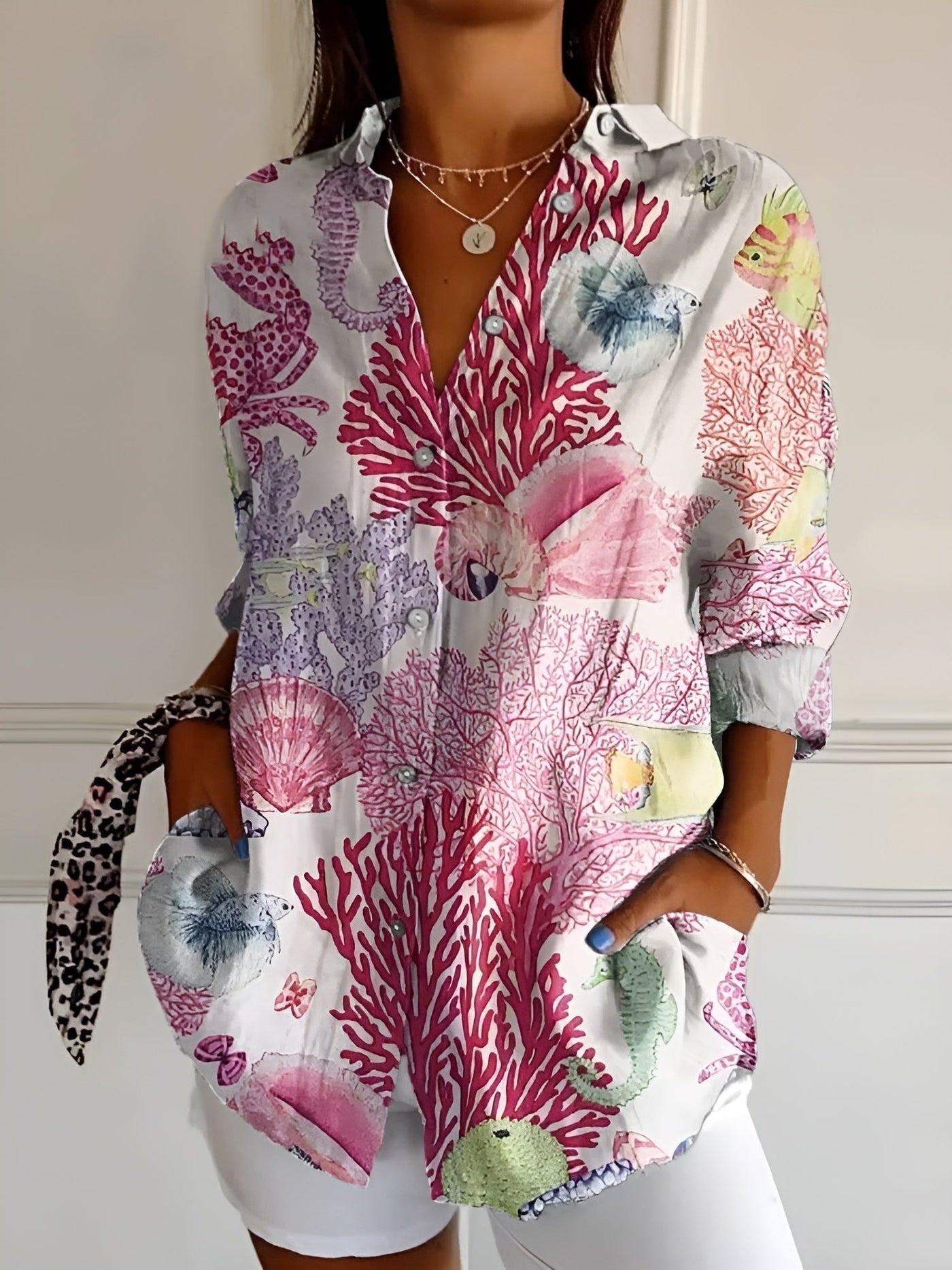Damen Langarm Button-Down Hemd – Klassisch & Elegant
