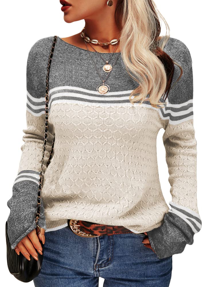 Damen Modischer Streifen-Pullover