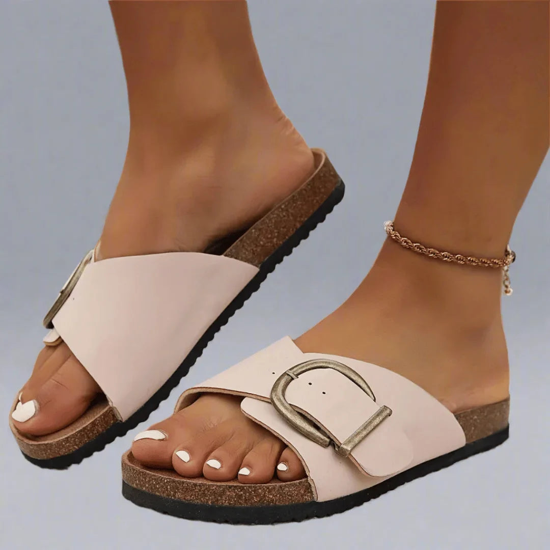 Vegane Damen-Sandalen mit Schnalle und Fußbett
