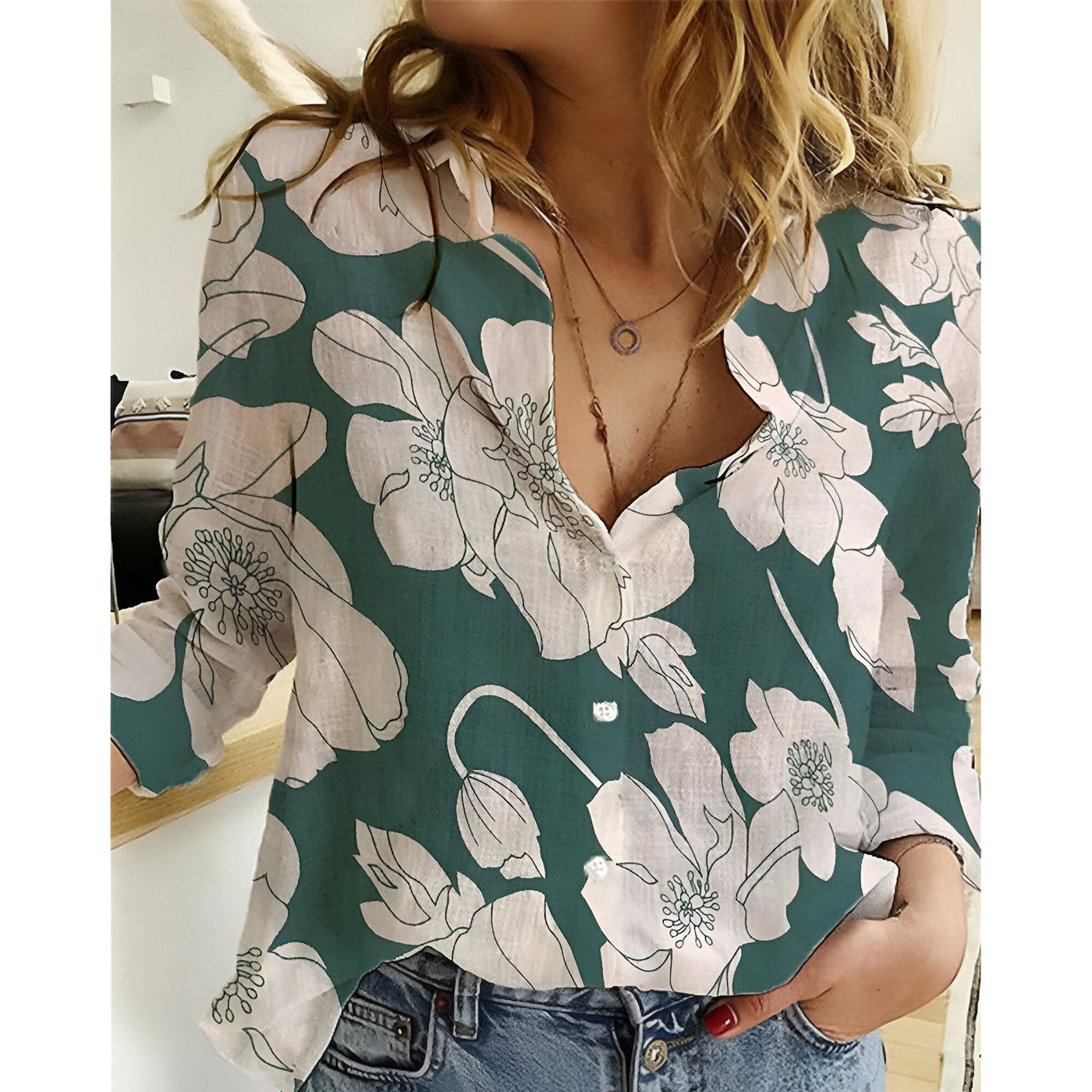 Elenita | Klassisches Hemd mit Marmorprint und Knöpfen (Saison 2)