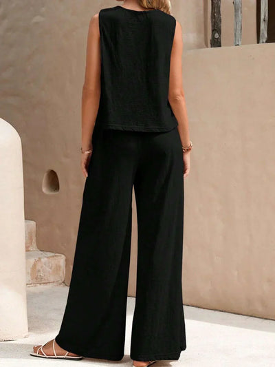 Zweiteiliges Set Aus Oberteil Und Lässiger Hose Für Damen | Sommer